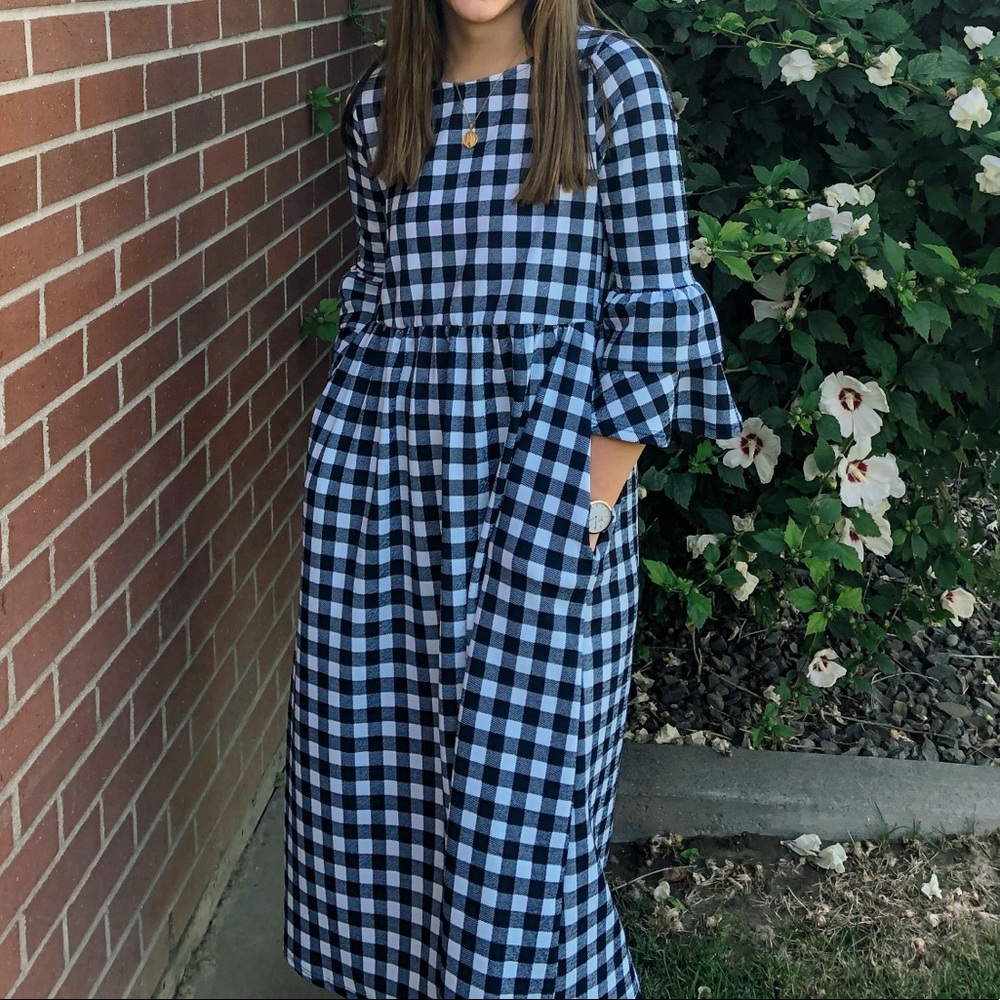 Flamingo Urban Gingham Midi Dress